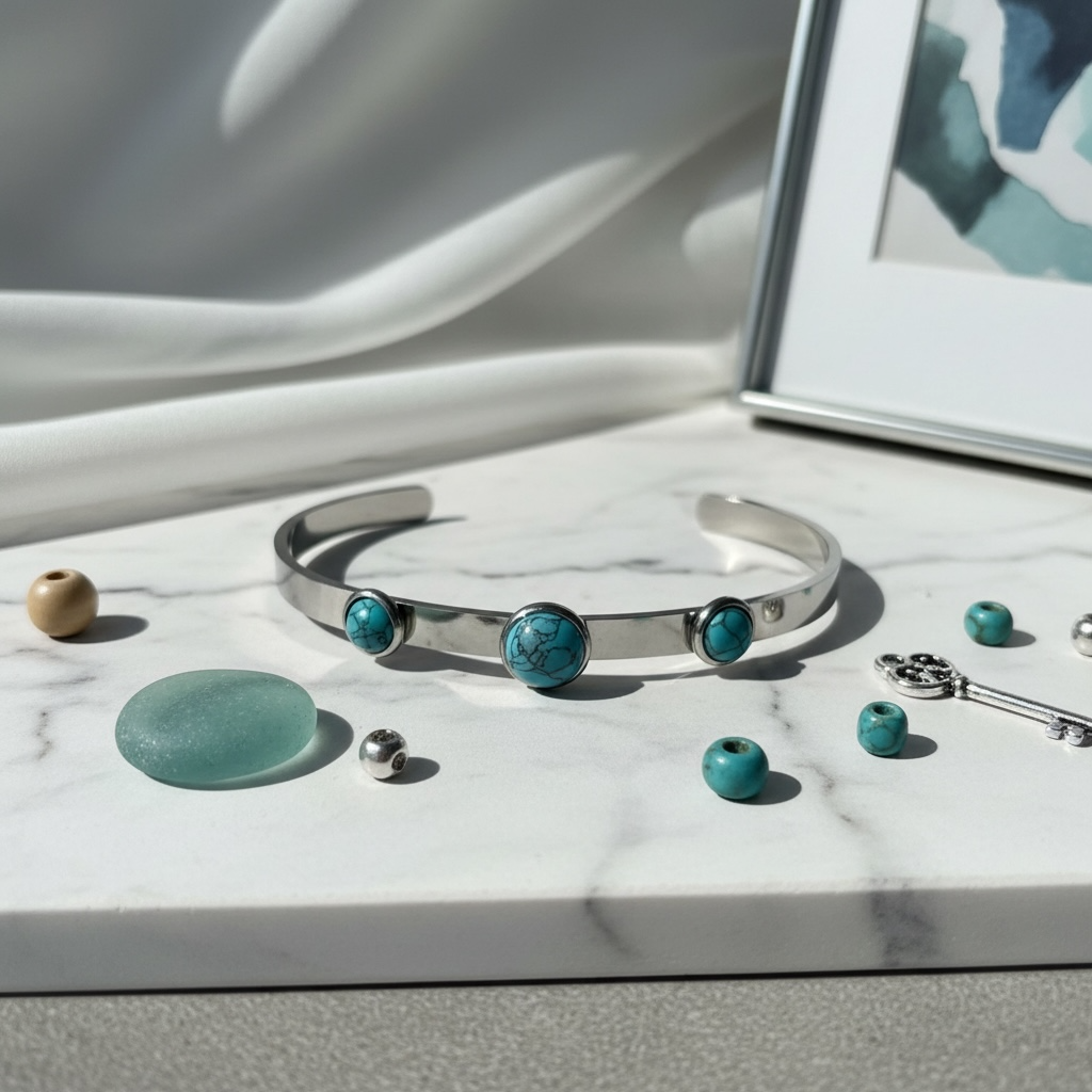 Aqua Serenity Turquoise Open Cuff Bracelet