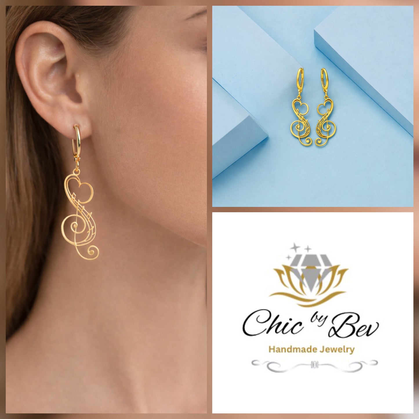 Aria Melody Heart Earrings