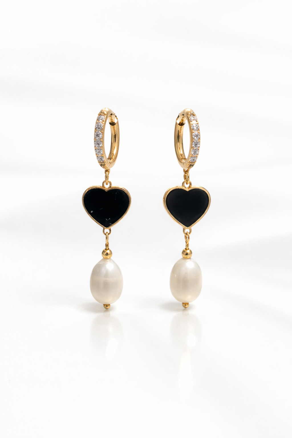 Marcella Heart & Pearl Hoop Earrings