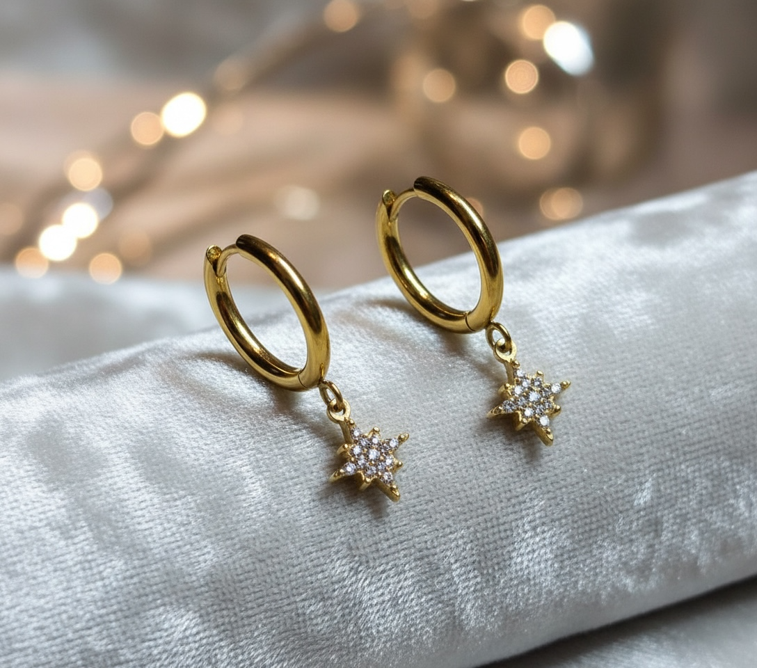 Scarlet Star Huggie Earrings