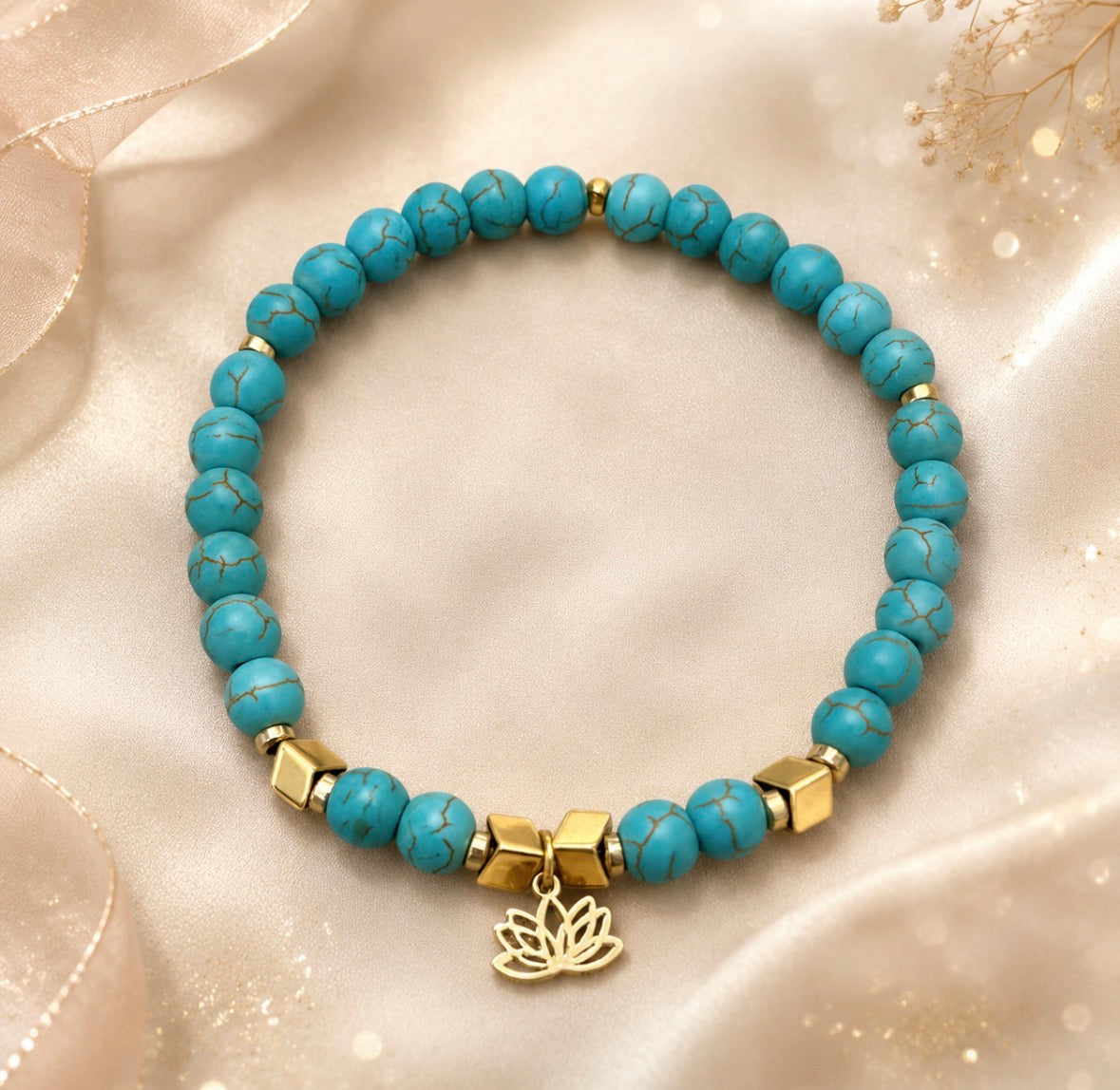 Serenity Lotus Turquoise Bracelet