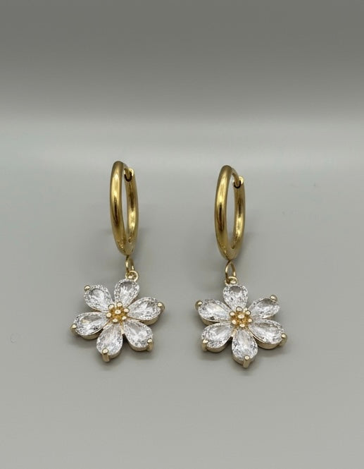 Crystal Bloom Hoop Earrings