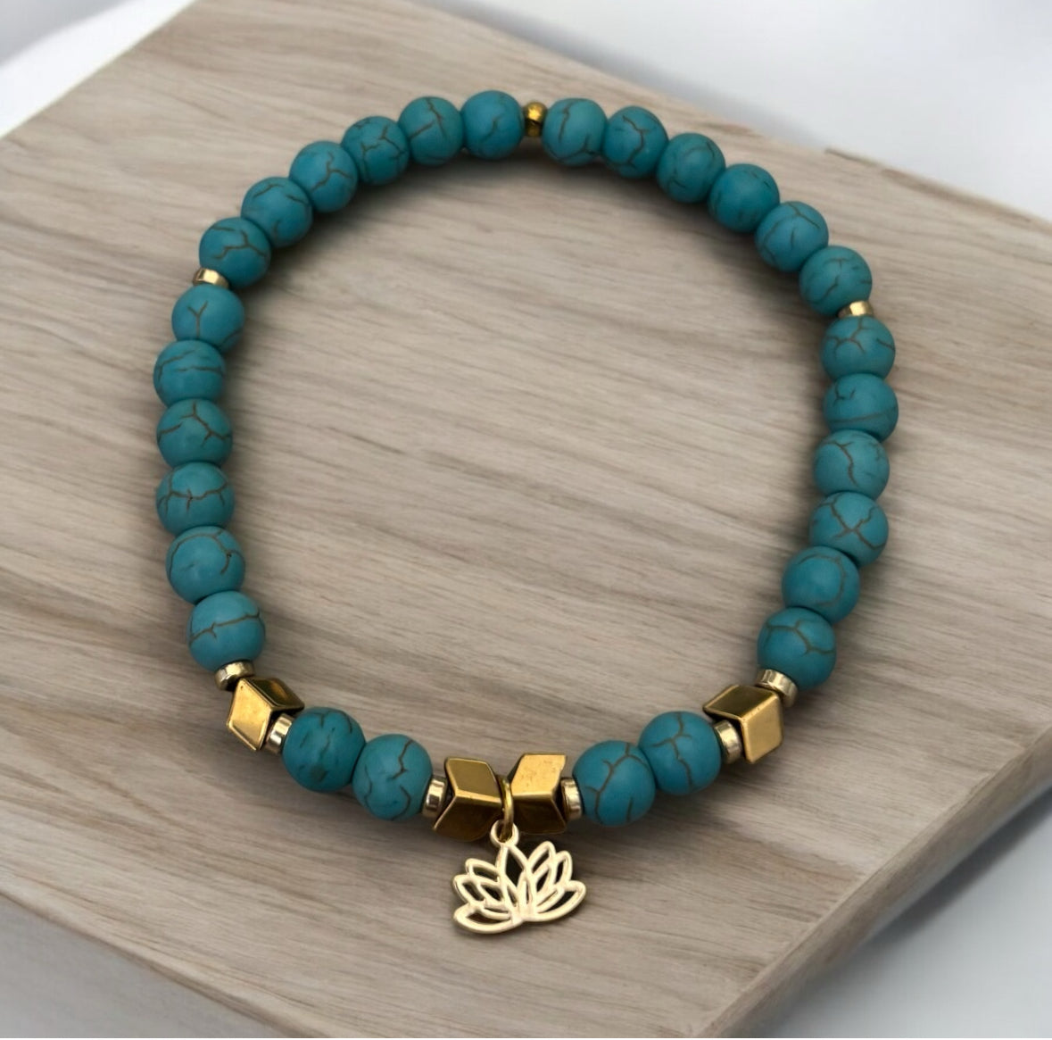 Serenity Lotus Turquoise Bracelet