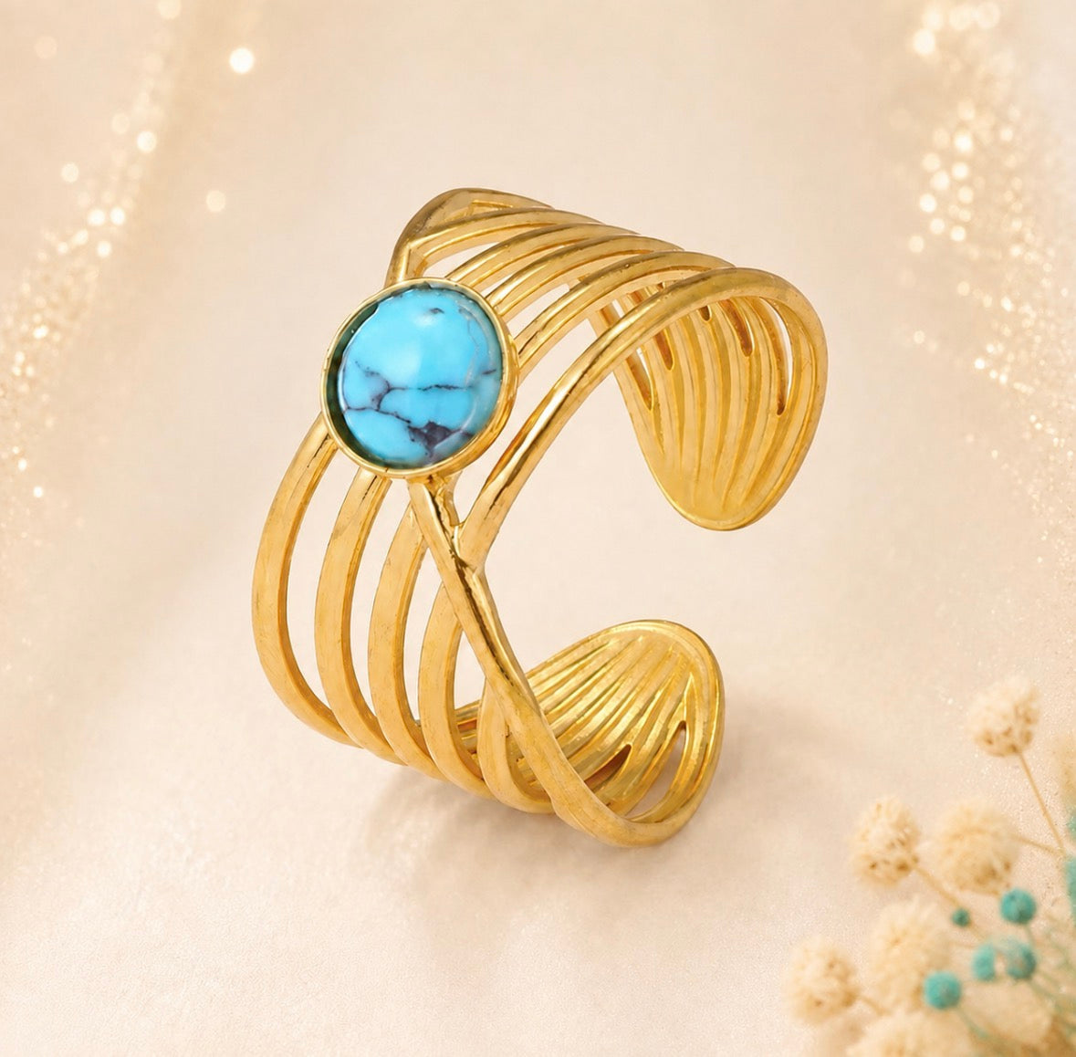 Aurelia Turquoise Flow Adjustable Ring