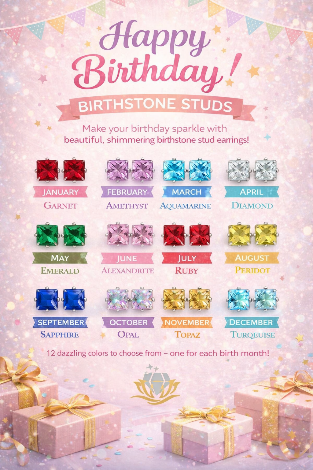 Gemstone Glow Birthday Studs