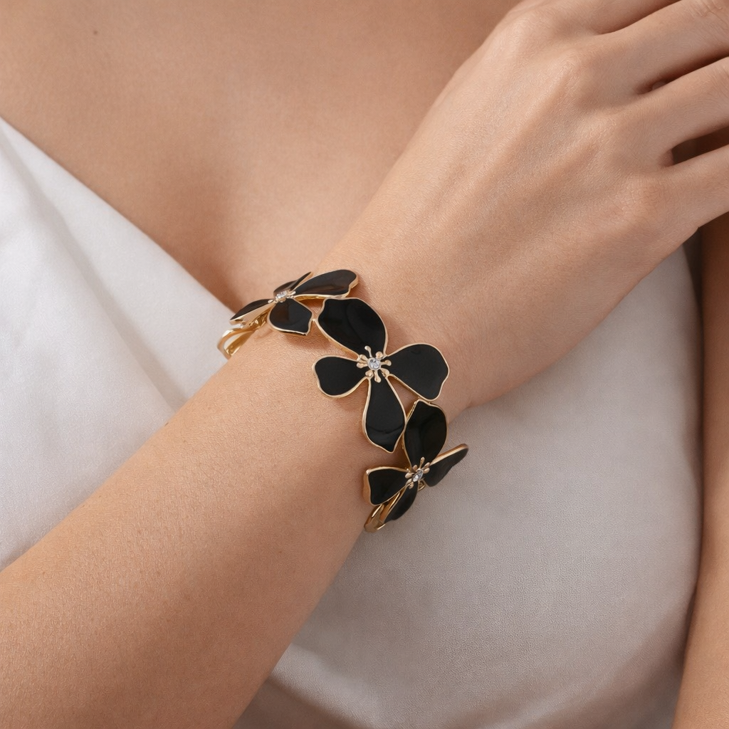Midnight Bloom Cuff Bracelet