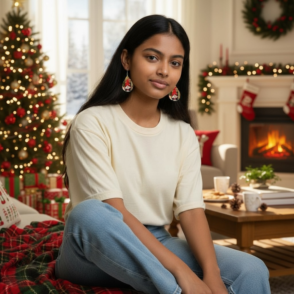 Hot Chocolate Gnome Santa Earrings