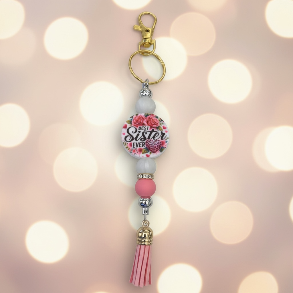 Rose Best Sister Keychain