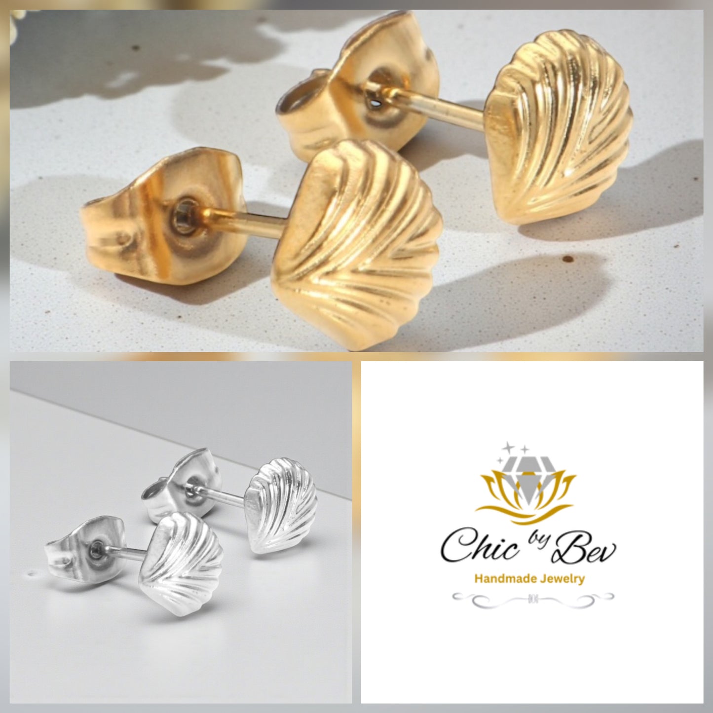 Ocean Whisper Shell Stud Earrings