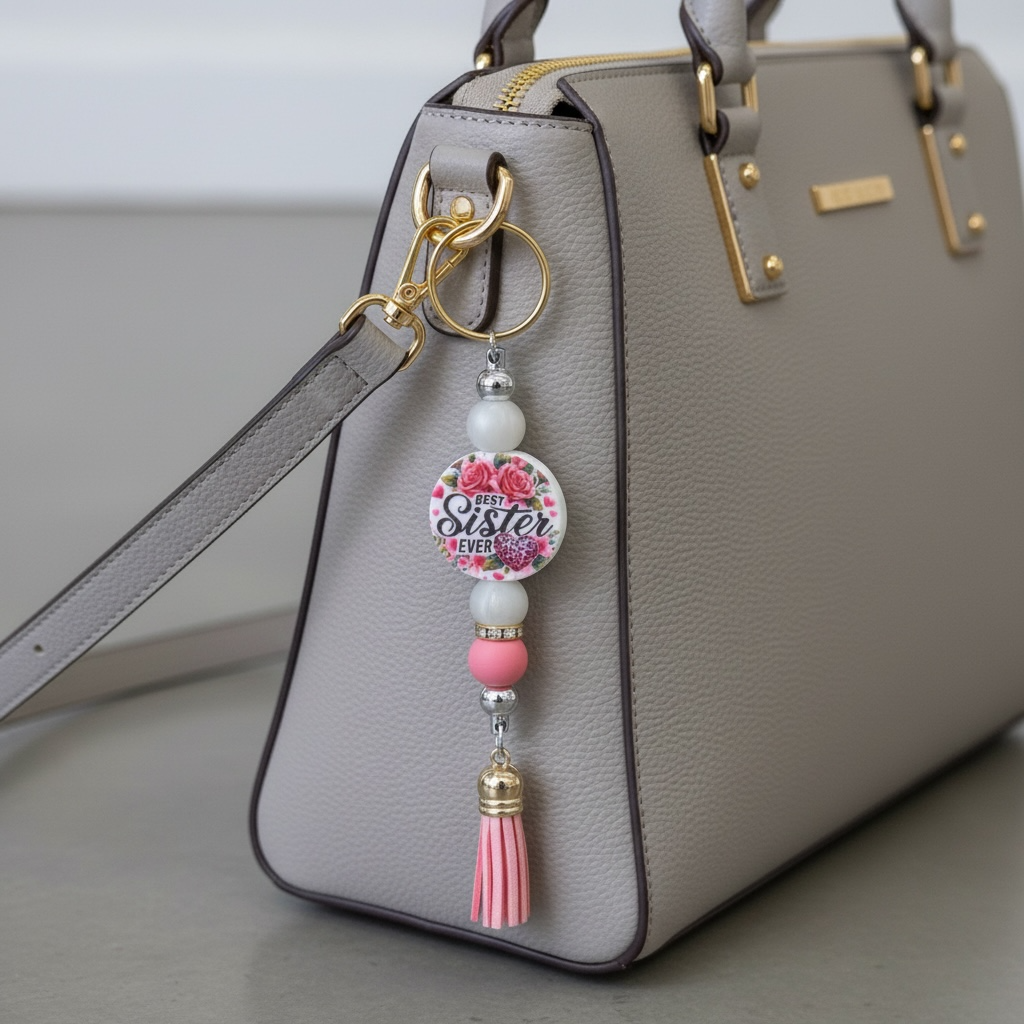 Rose Best Sister Keychain