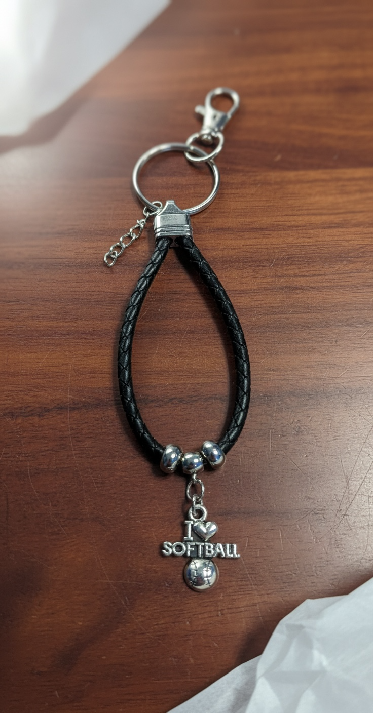 Heart of Softball Keychain