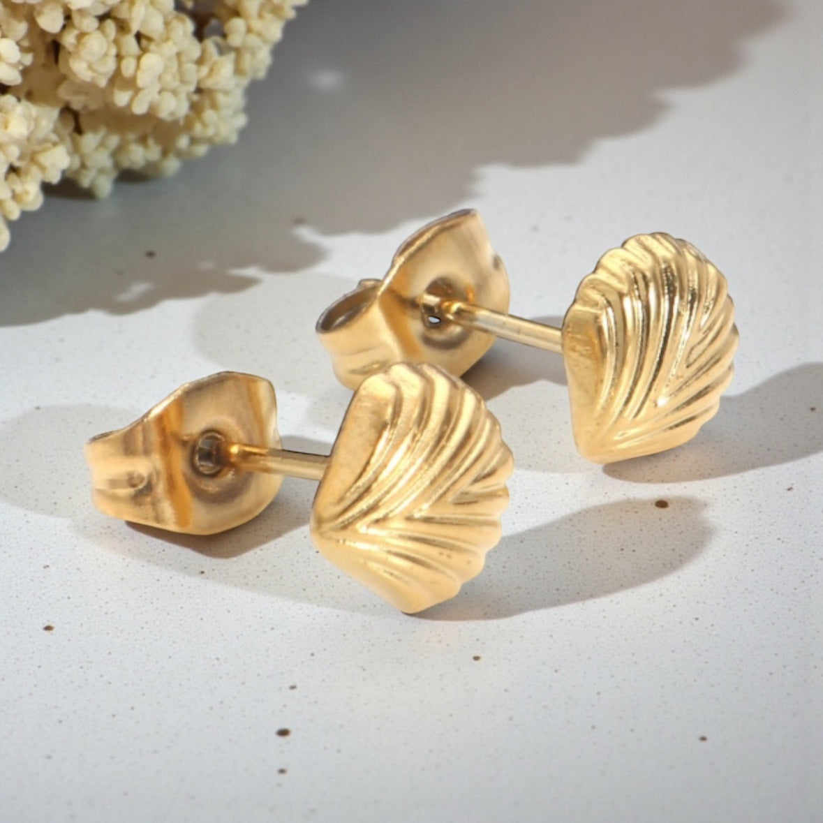 Ocean Whisper Shell Stud Earrings