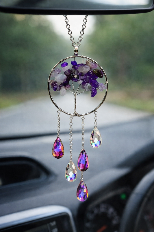 Amethyst Tree of Life Car Charm