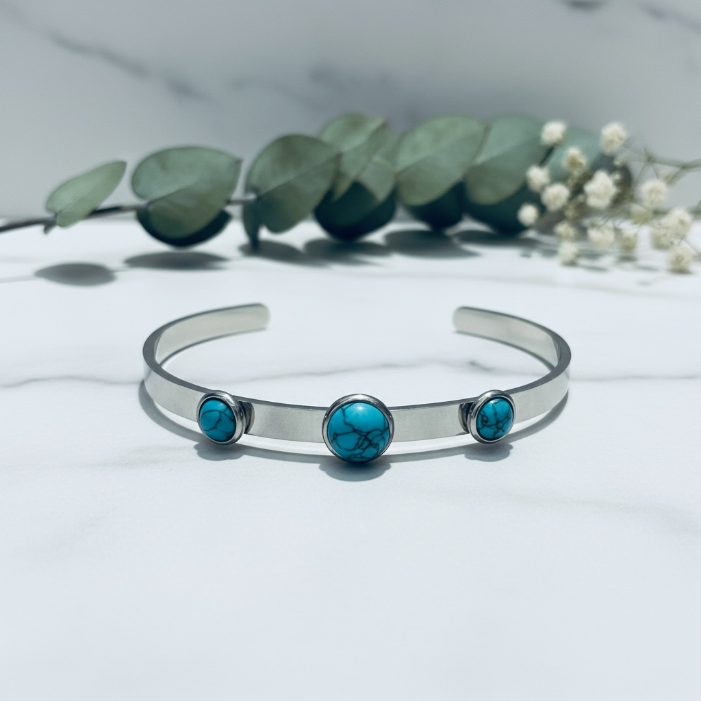 Aqua Serenity Turquoise Open Cuff Bracelet