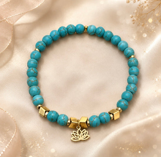 Serenity Lotus Turquoise Bracelet