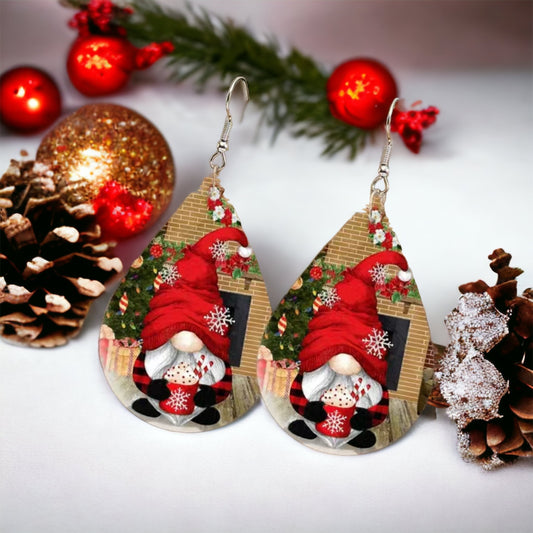 Hot Chocolate Gnome Santa Earrings