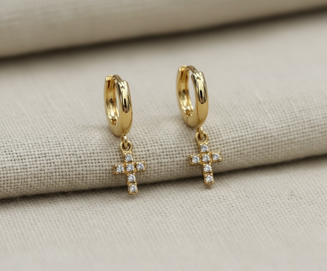 Faithful Sparkle Huggies Earrings