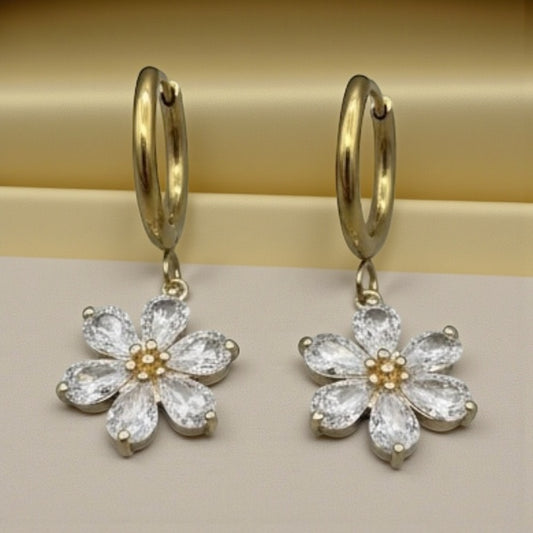 Crystal Bloom Hoop Earrings