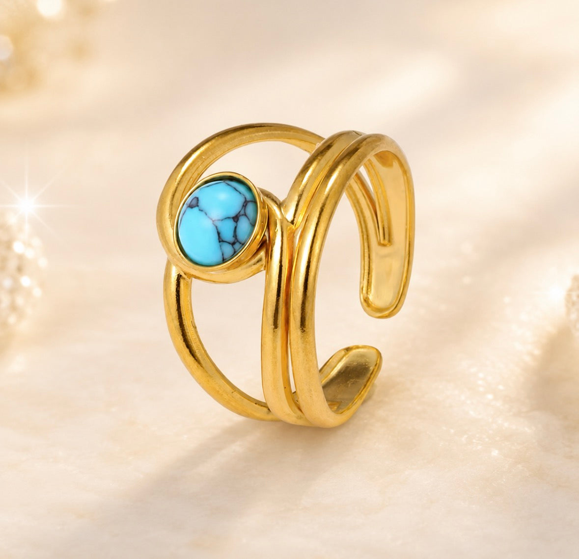 Solara Turquoise Flow Adjustable Ring