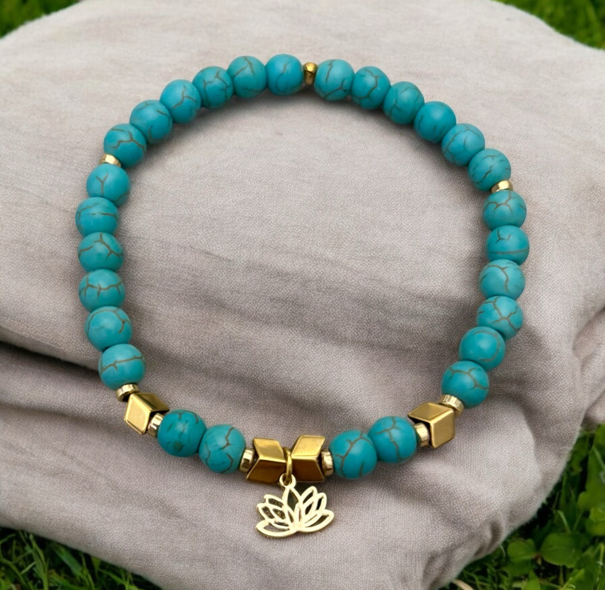 Serenity Lotus Turquoise Bracelet
