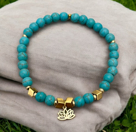 Serenity Lotus Turquoise Bracelet
