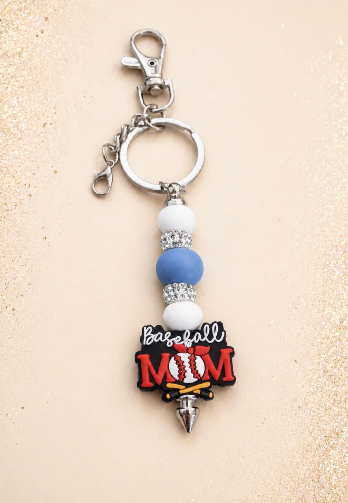 Baseball Mom Sparkle Keychain Charm