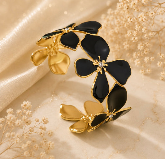Midnight Bloom Cuff Bracelet