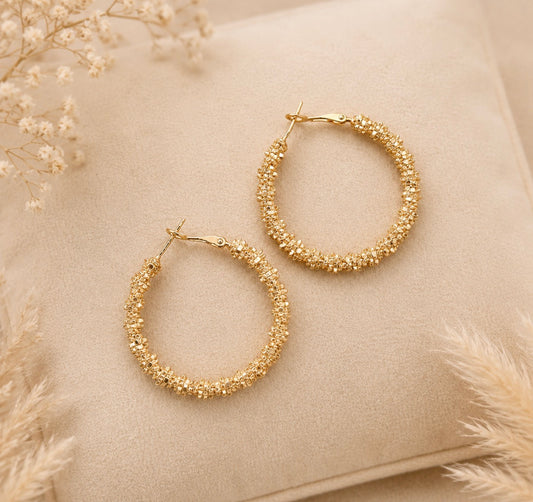 Sunlit Spark Gold Hoop Earrings