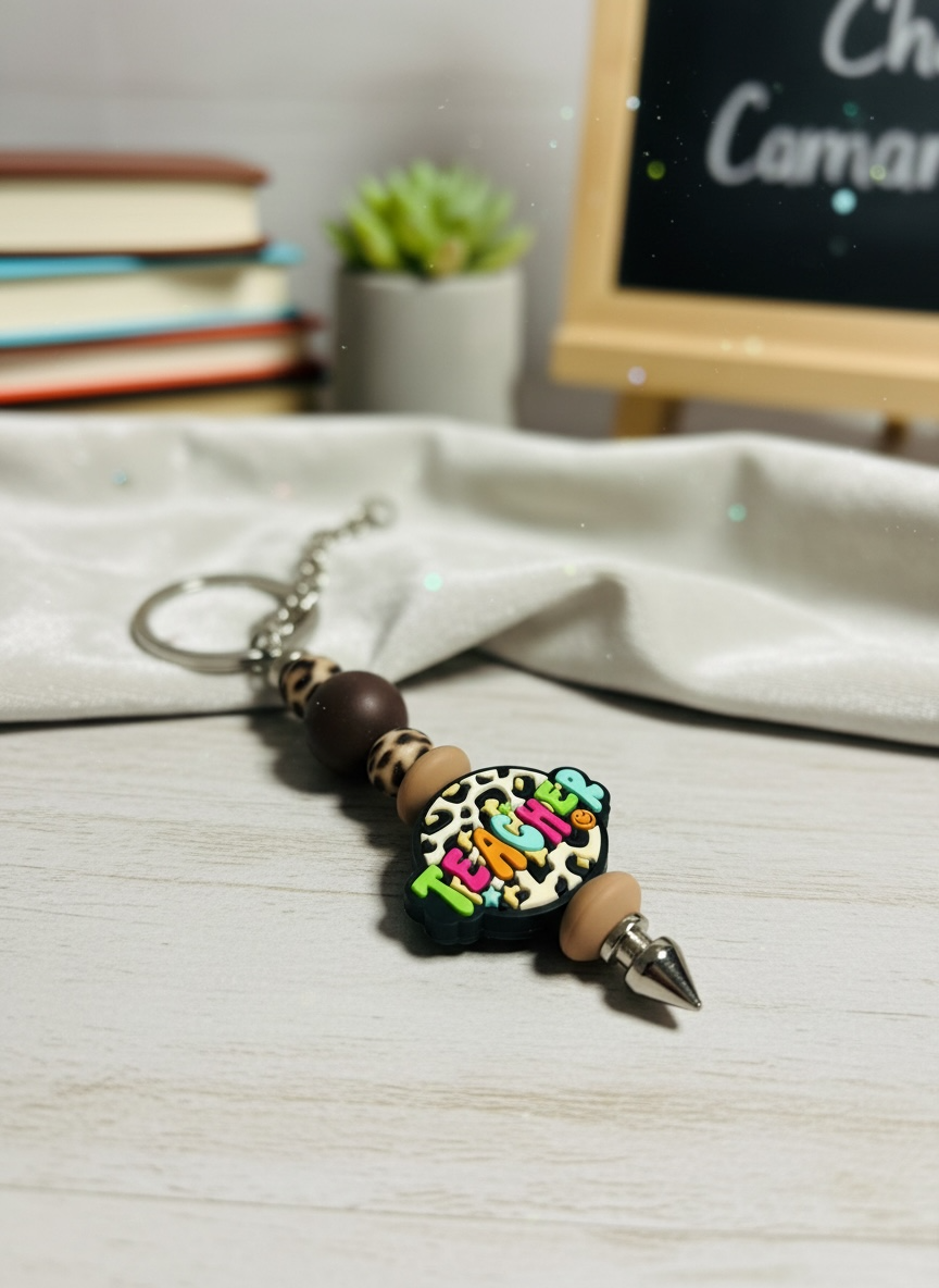 Teach in Style Beaded Keychain