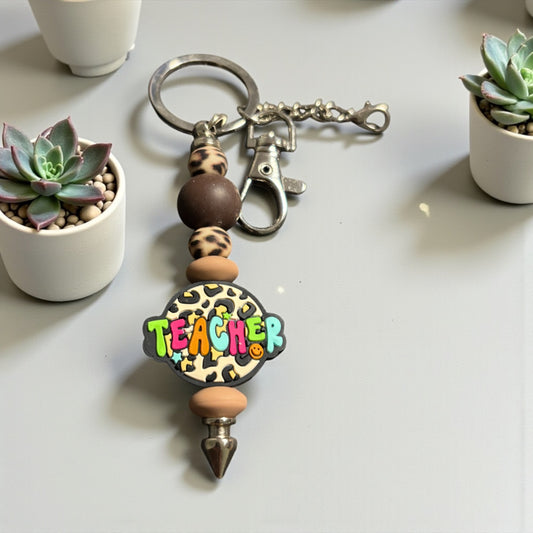 Teach in Style Beaded Keychain