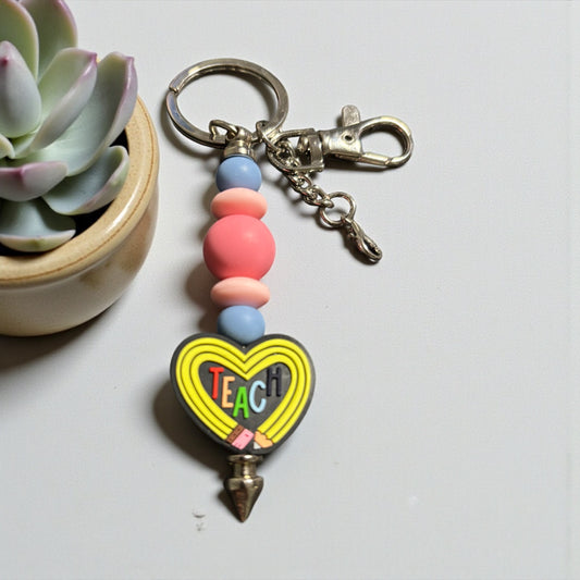 Teach & Inspire Beaded Keychain