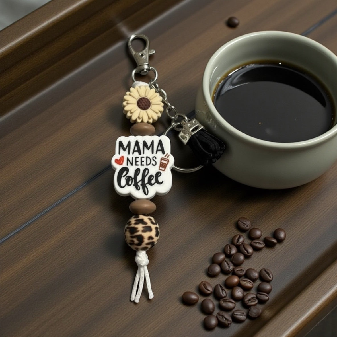Sunflower Latte Mama Keychain