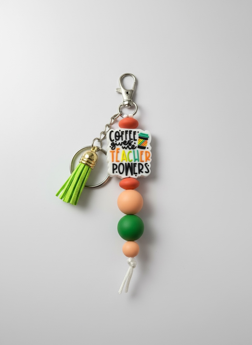 Fueled by Coffee Teacher Keychain
