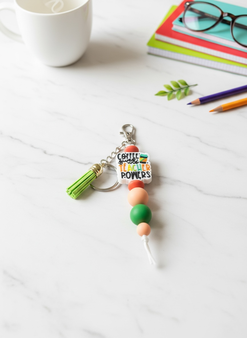 Fueled by Coffee Teacher Keychain