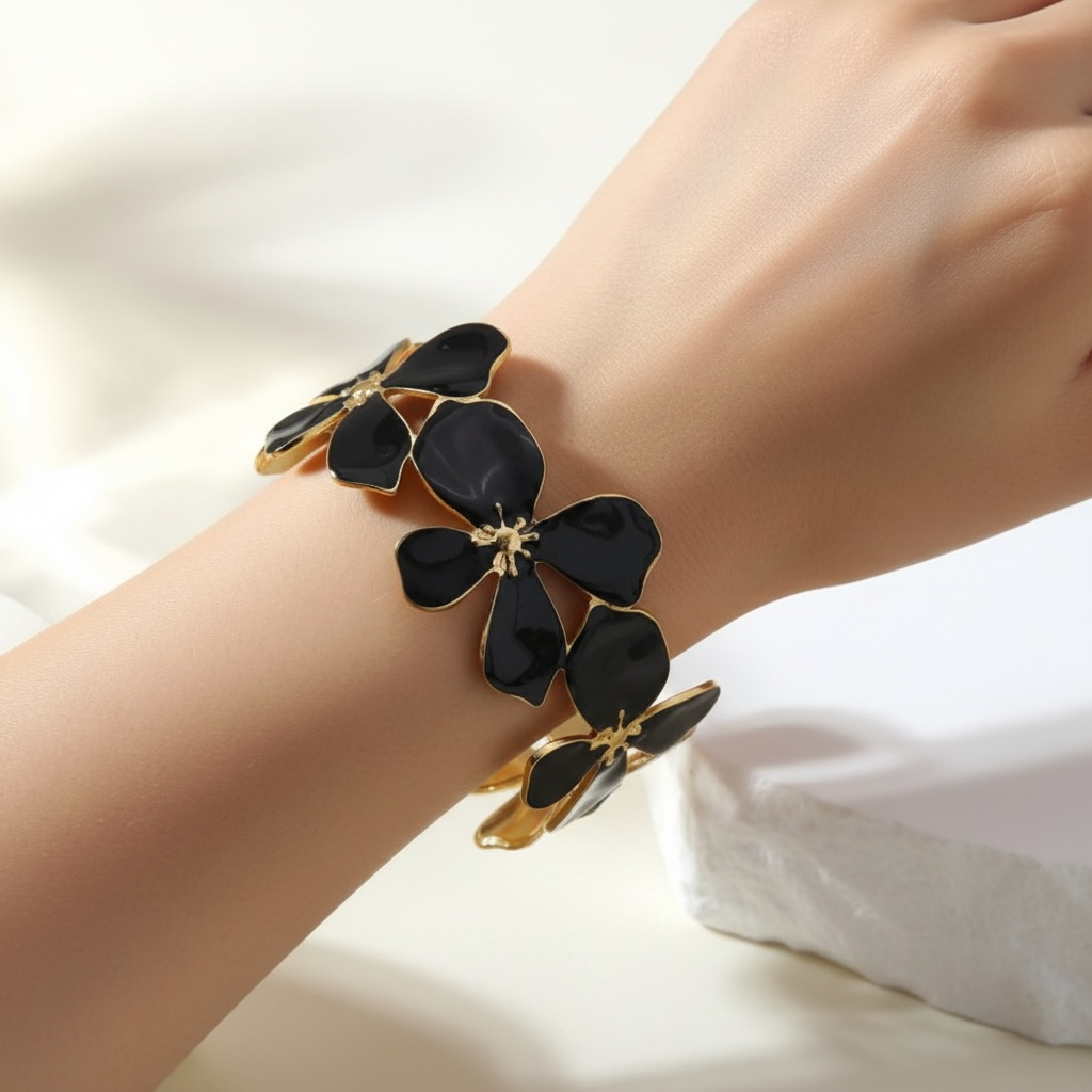 Midnight Bloom Cuff Bracelet