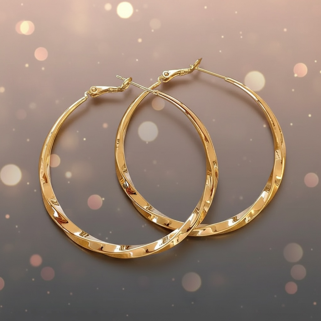 Golden Twist Hoop Earrings