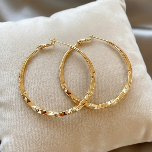 Golden Twist Hoop Earrings