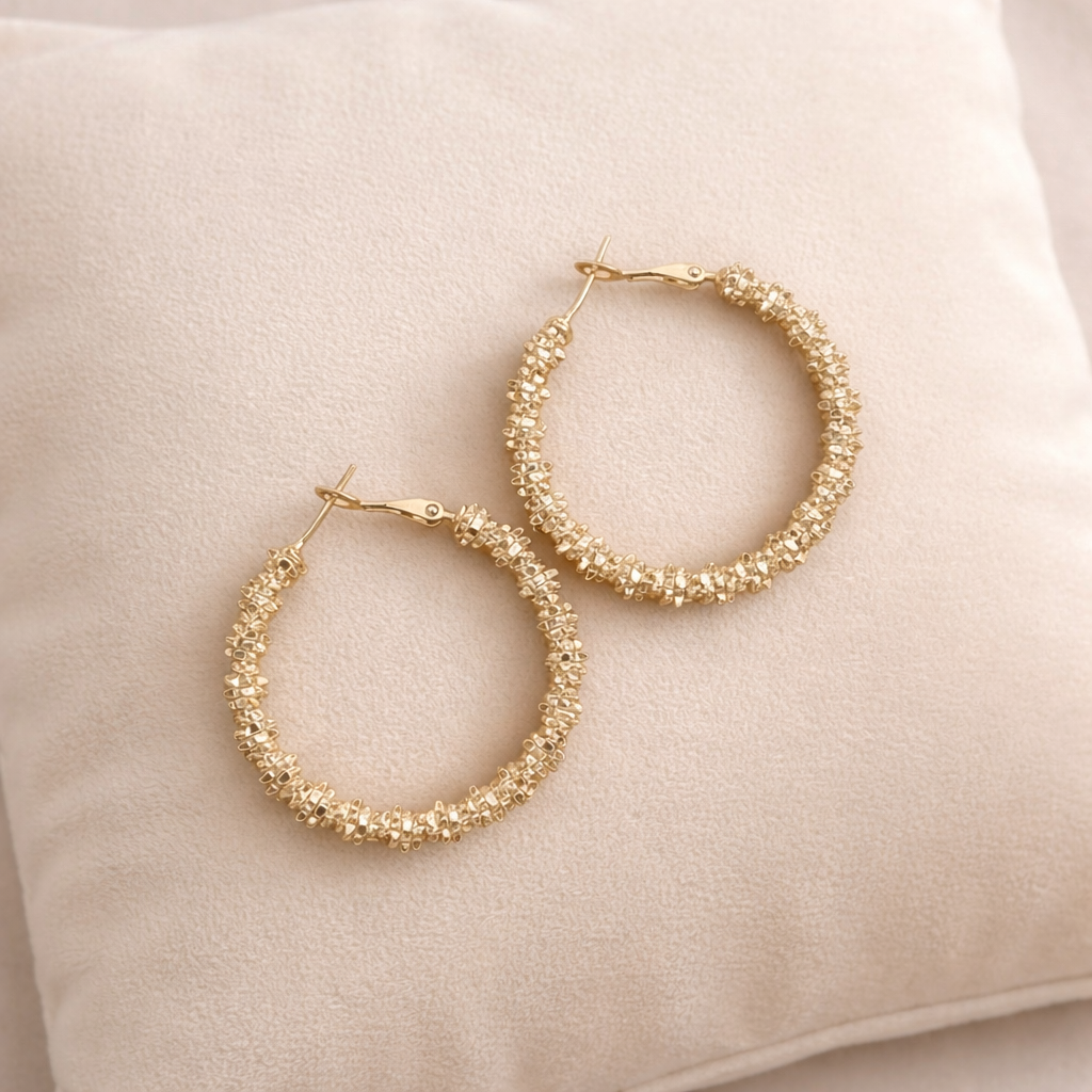 Sunlit Spark Gold Hoop Earrings
