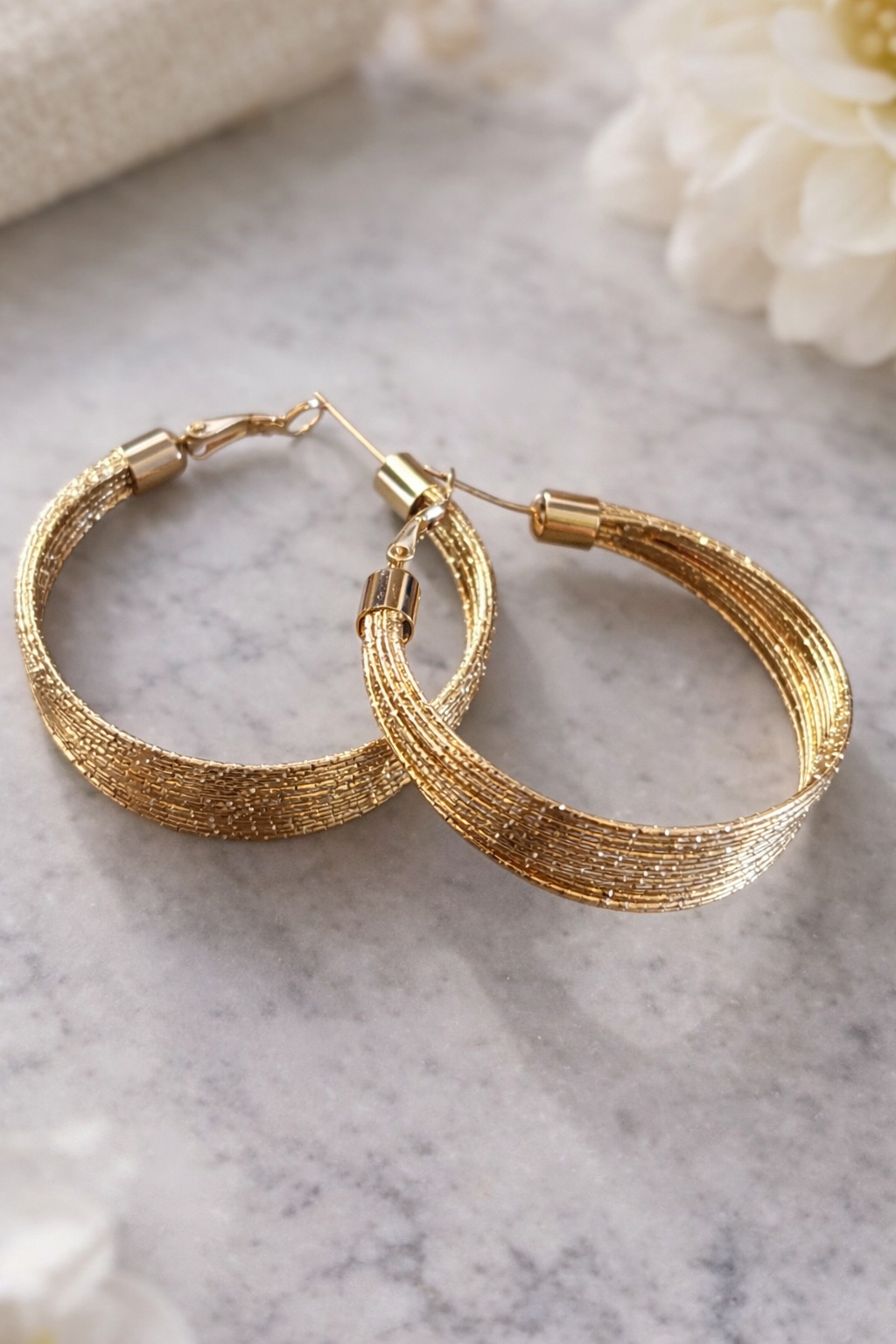 Arabella Golden Shimmer Hoop Earrings