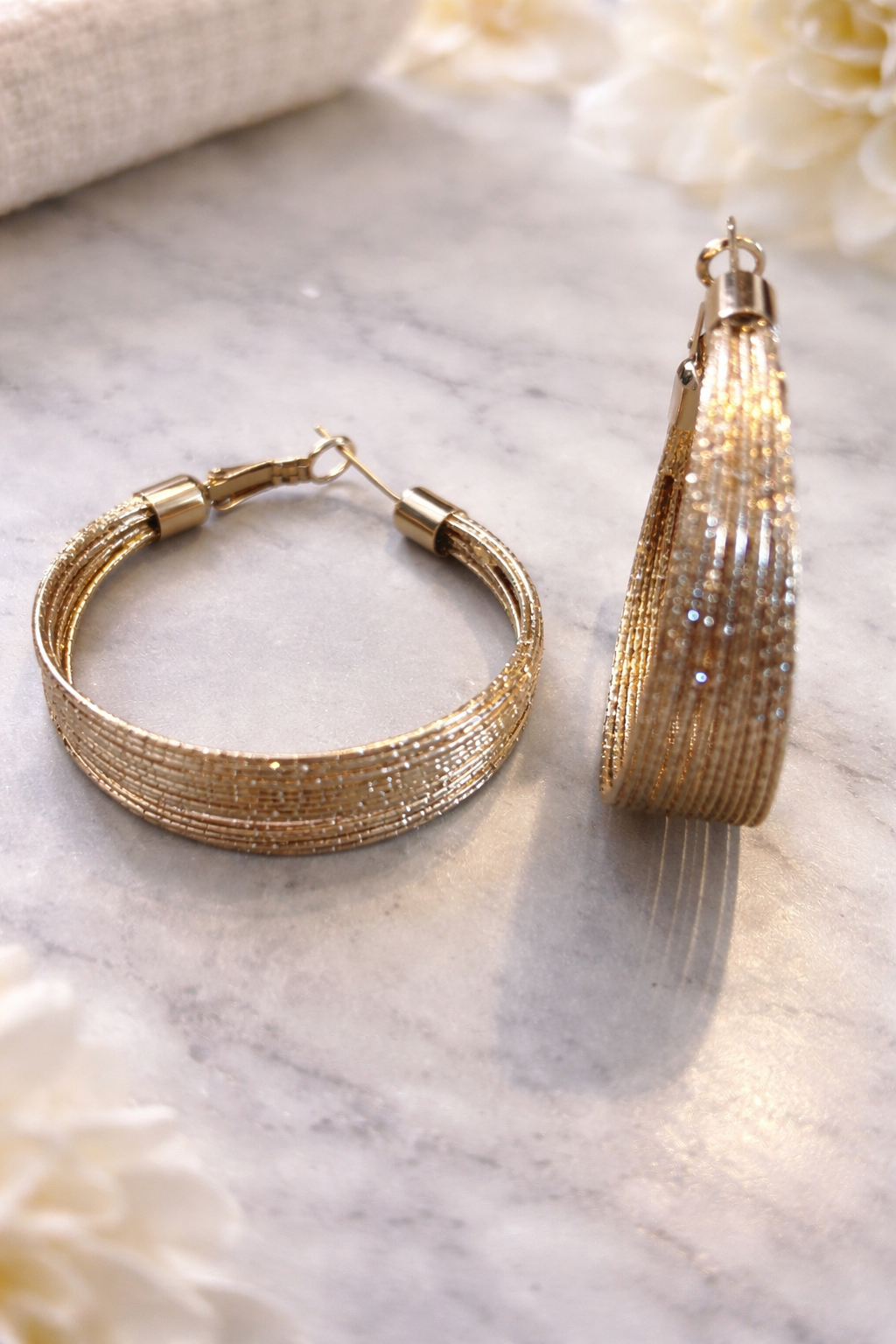 Arabella Golden Shimmer Hoop Earrings