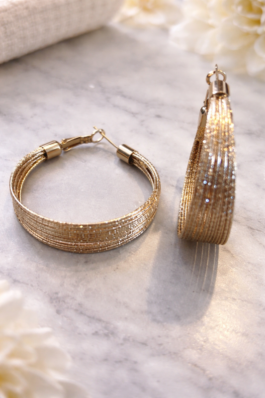 Arabella Golden Shimmer Hoop Earrings