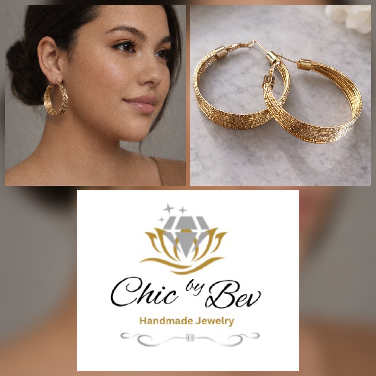 Arabella Golden Shimmer Hoop Earrings
