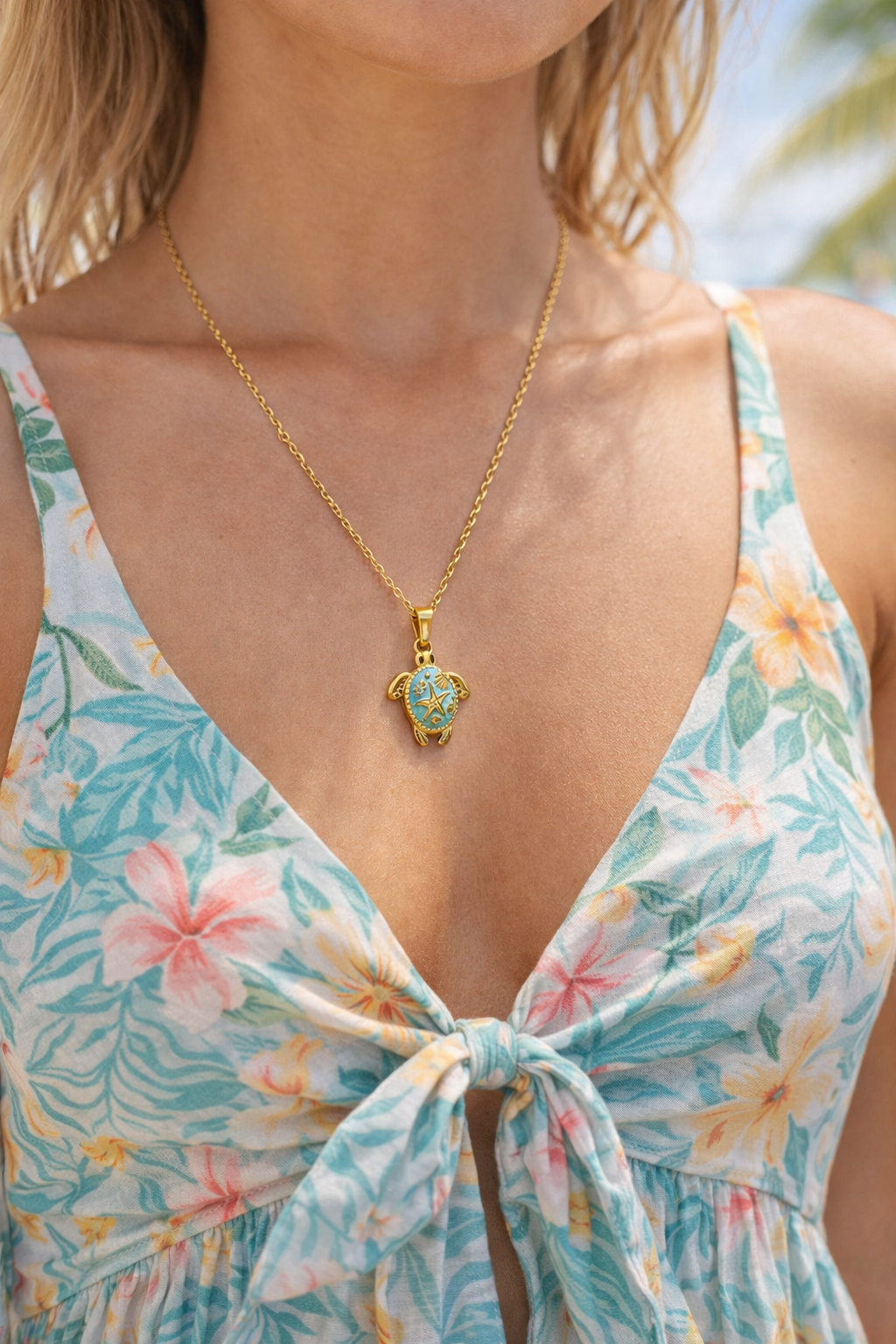 Kaia Blue Turtle Necklace
