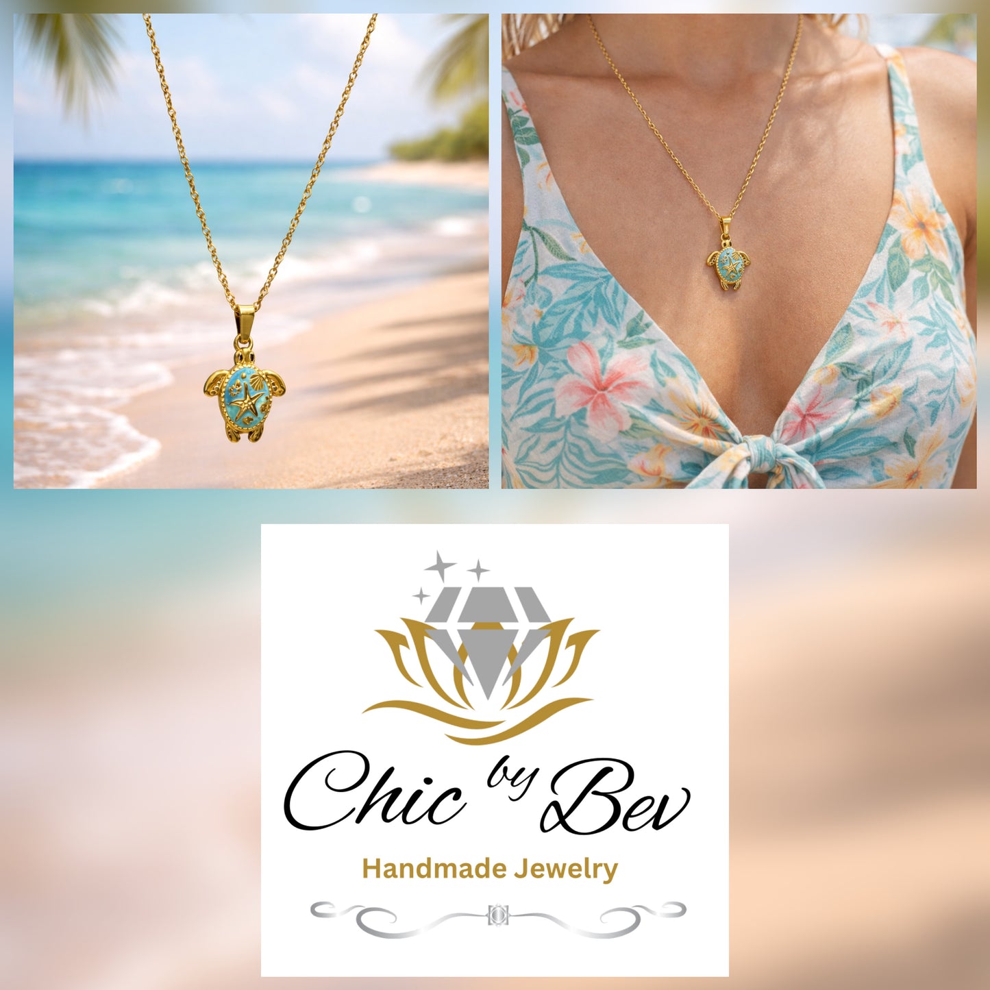 Kaia Blue Turtle Necklace