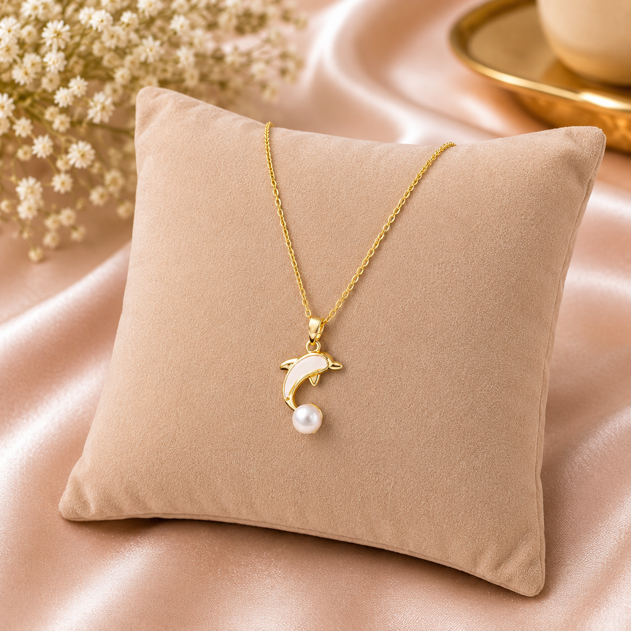 Pearl Tide Dolphin Necklace