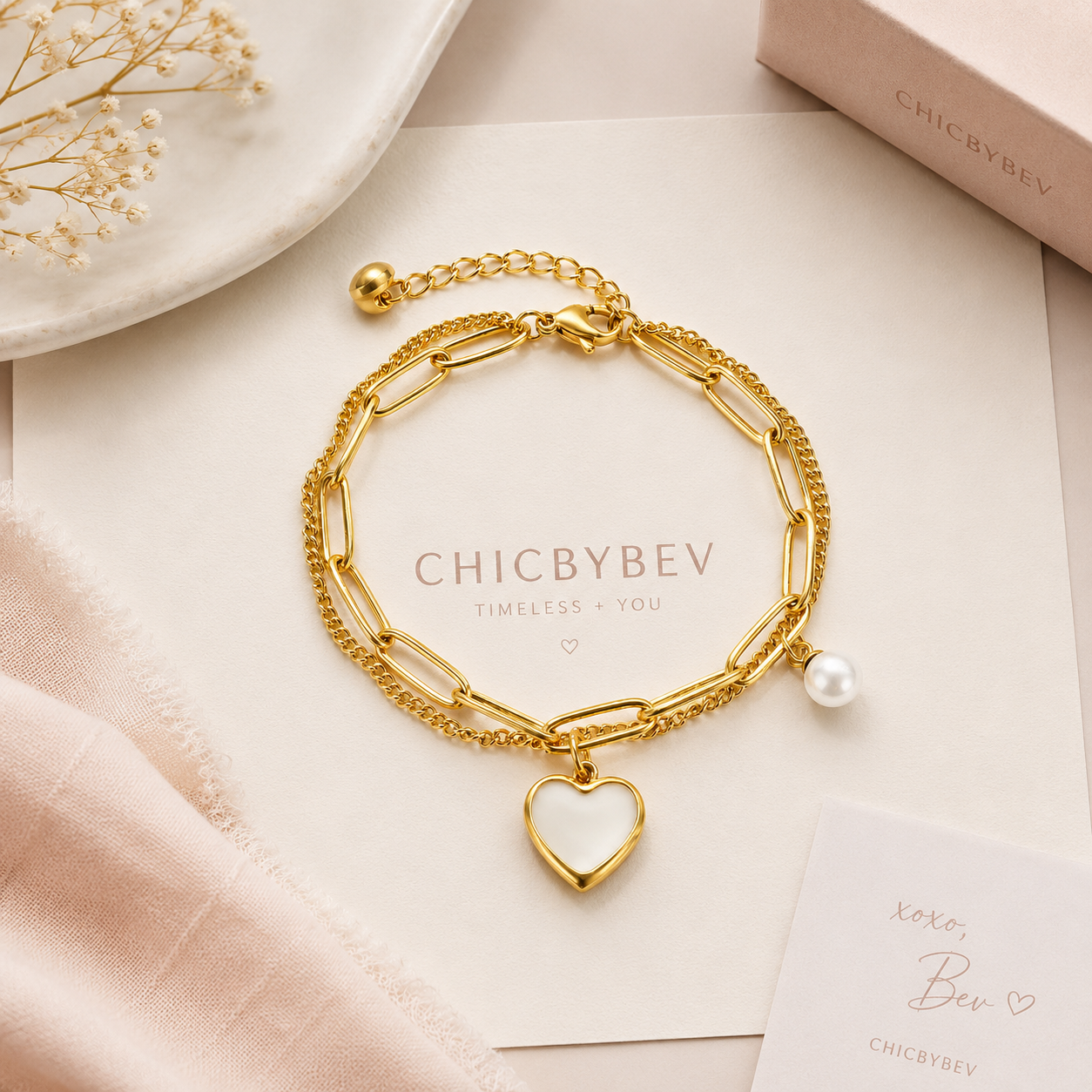 Amour Pearl Link Bracelet