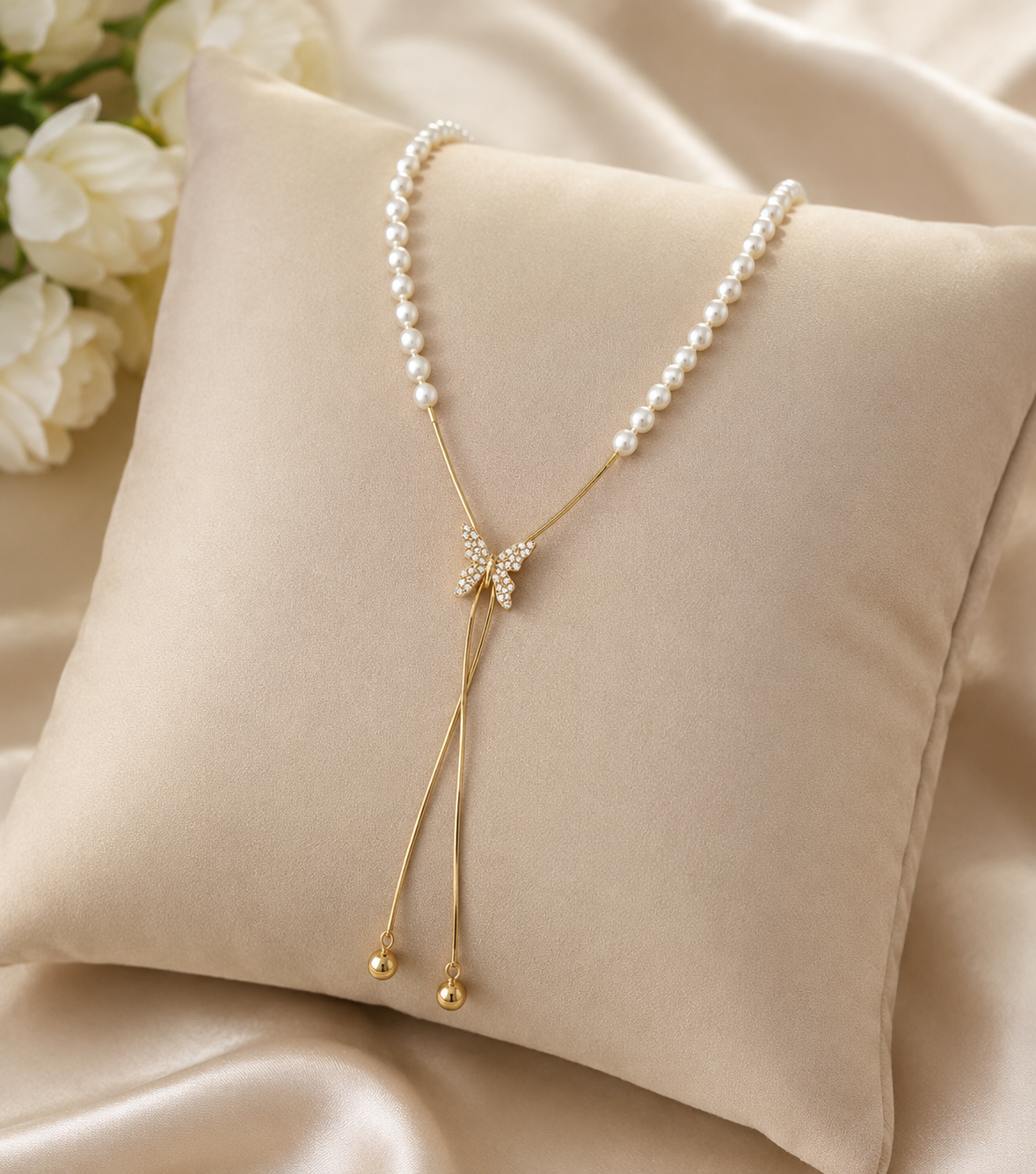 Mariposa Pearl Lariat Necklace