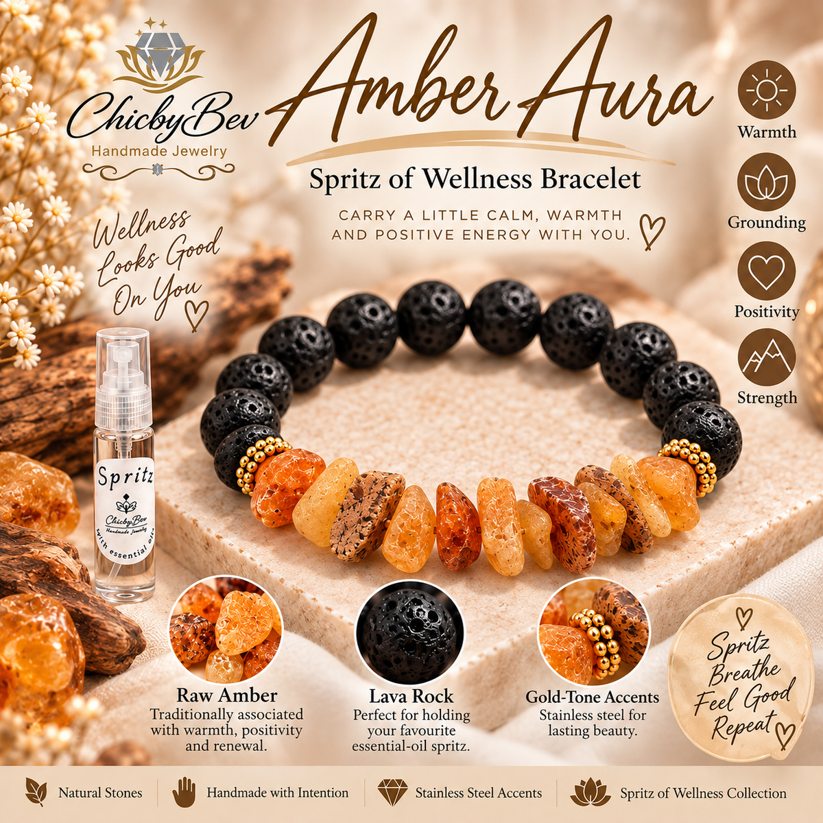 Amber Aura — Spritz of Wellness Bracelet