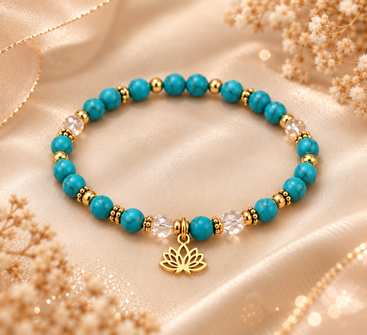 Serenity Lotus Turquoise Bracelet