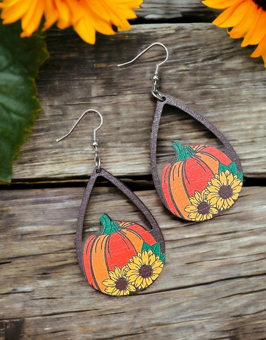 Sunflower pumpkin earrings